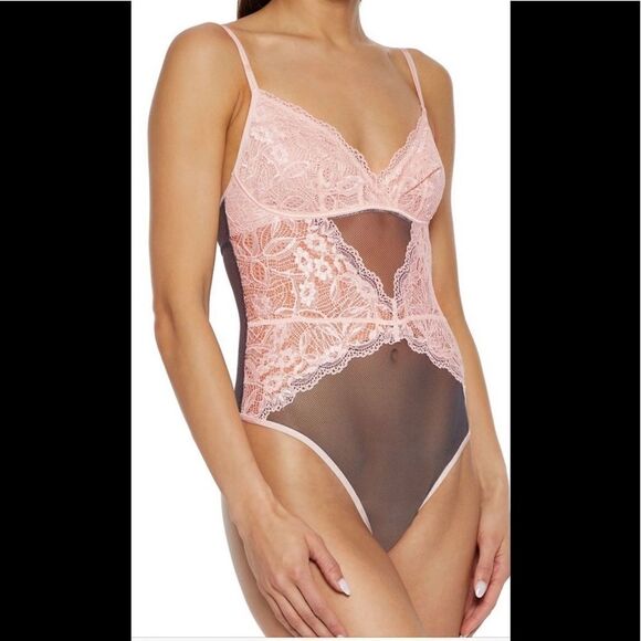 Modena Cutout Corded Lace/Stretch-mesh Bodysuit - Picture 1 of 9